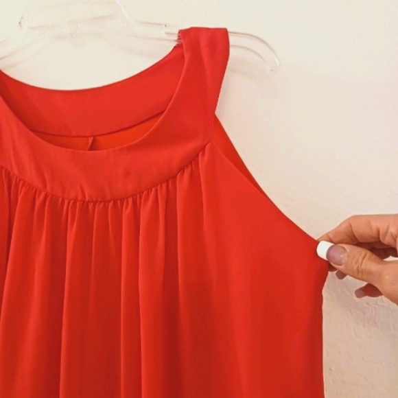 ENFOCUS Studio RED ORANGE Flowy Dress Sz 10 Sleeveless Color block Cocktail - Picture 4 of 9